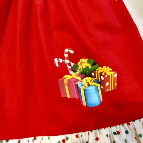 Santa Appliqued Twirl Dress & Matching Hairbow - Picture 4 of 7